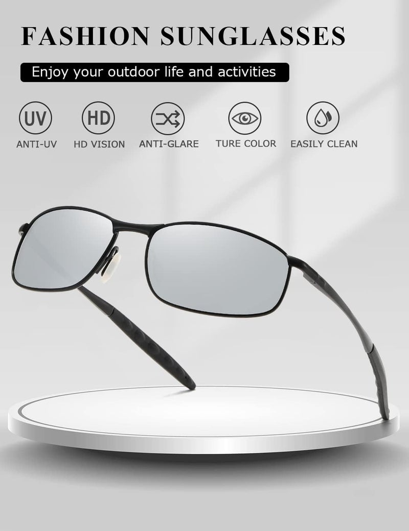 AEVOGUE Polarized Sunglasses For Men Rectangle Metal Frame Retro Sun Glasses AE0395 - Image 4